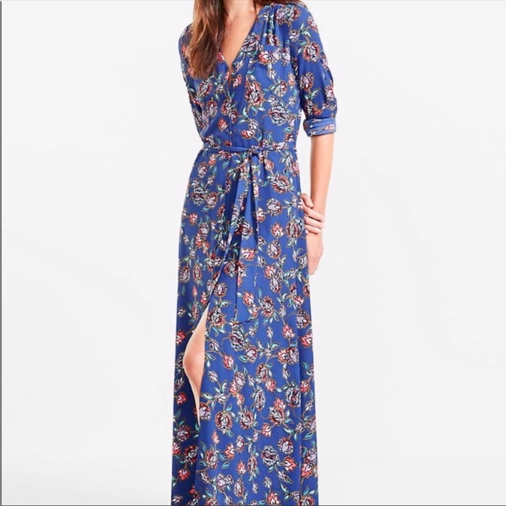EUC Express Floral Blue Maxi Dress XS